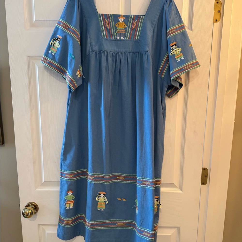 Frances Valentine Colorful Embroidered Tunic Dress